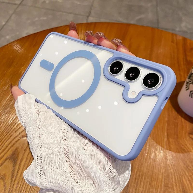 Suitable for Samsung S25Edge Mobile Phone Case A55 Transparent Matte S24ultra Magnetic Magsafe Protective Case S23