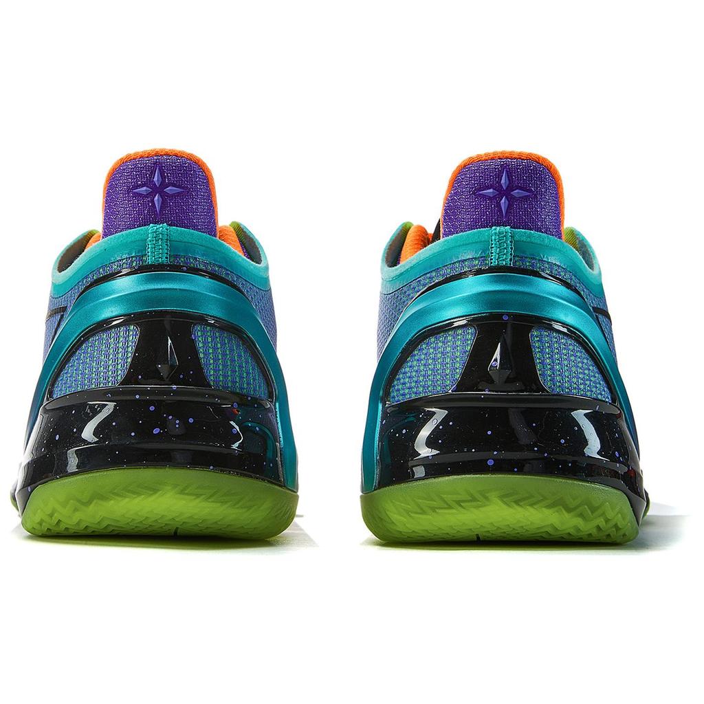 New LiNing Blade 4V2 Cushioned Slip Resistant Lightweight Rebound Low Top Basketball Shoes Men's Purple Green ABAU037-6