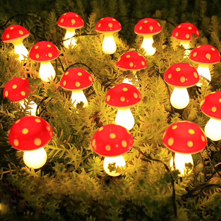 

Solar mushroom lamp outdoor creative waterproof garden villa outdoor courtyard lawn plug-in atmosphere decorative lamp 8L in 1 теплый белый