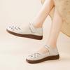 Johnature Flat Sandals For Women Breathable Genuine Leather Soft Soled Casual Round Toe Women's Shoes