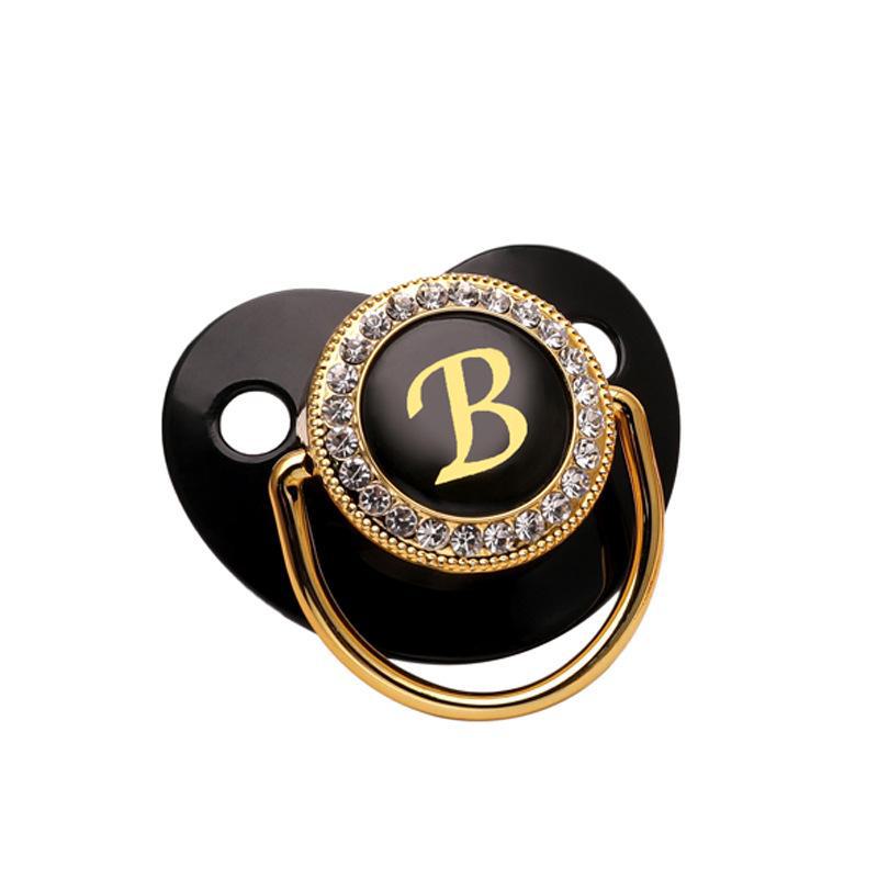 Cross-Border Baby Pacifier with 26 Black Diamond Letters