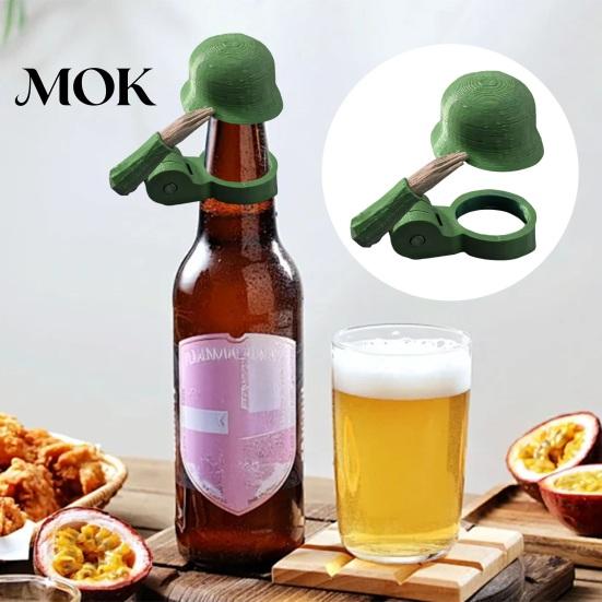 Picnic Drink Accessories 2Pcs Funny Soldier Helmet Bottle Caps, Plastic Beer Toppers for Standard Collectible Caps Bottles, Reusable Salute Cap Party