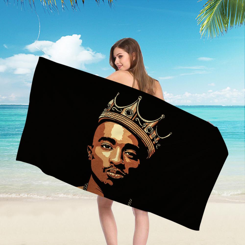 2PAC hip -hop singer Microfiber Beach Towel Absorbent Quick dry Soft Yoga Swimming Resort Mountain Climbing Towel