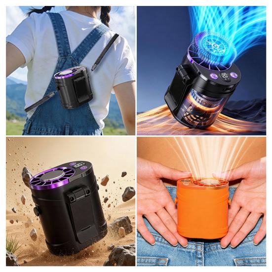 Portable Waist Clip Cooling Fan Speed Adjustable Fast Cooling USB Rechargeable Fan Low Noise Personal Air Conditioner for Outdoor Office Travel