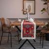 Vintage Jacquard Bomull och Lin Tofs röd Bordslöpare Julfest Bröllop Kök Bordstyg Hem Soffbord Dekor