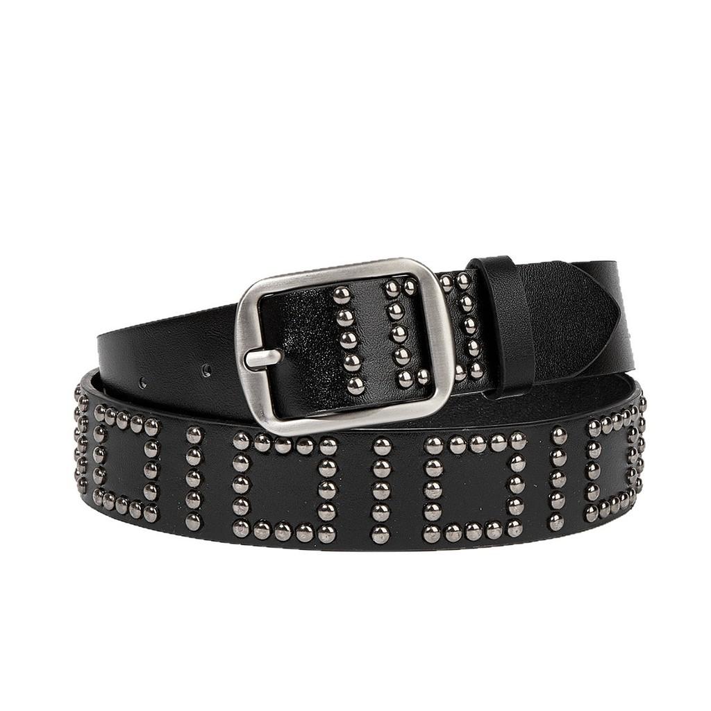 Punk Rock Belt For Men With Aluminum Alloy Buckle And Rivet Decor For Fashion Jeans