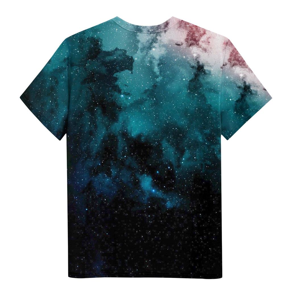 Women's Fashion Sky Print Fashionable Versatile Slim Fit Short Sleeve T-shirt Top
