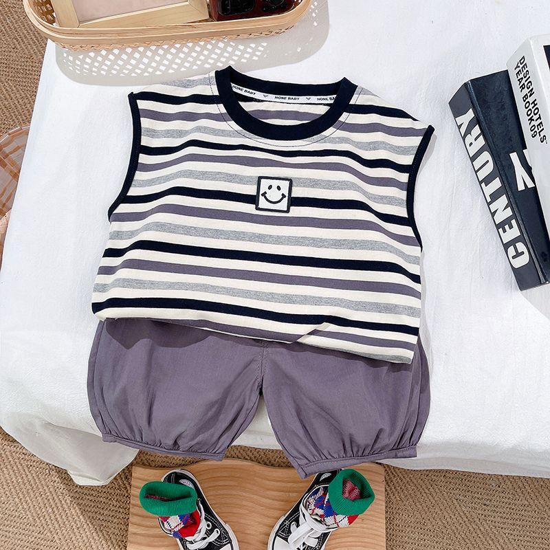Boys' Striped Vest Two-piece Set Summer Boys' Baby Set Casual Summer Children's Set Thin Design