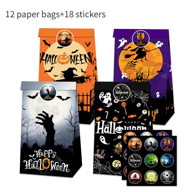 Scarecrow Theme Halloween Witch Pattern Party Snacks Candy Packaging Bags Paper