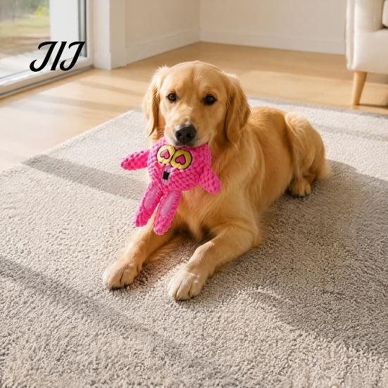 Durable Plush Toys for Daily Chewing Stuffed Animal Dog Toy, Squeaky Pet Chew Funny Cartoon Natural Biting Tendency Bear Bunny Deer Design,