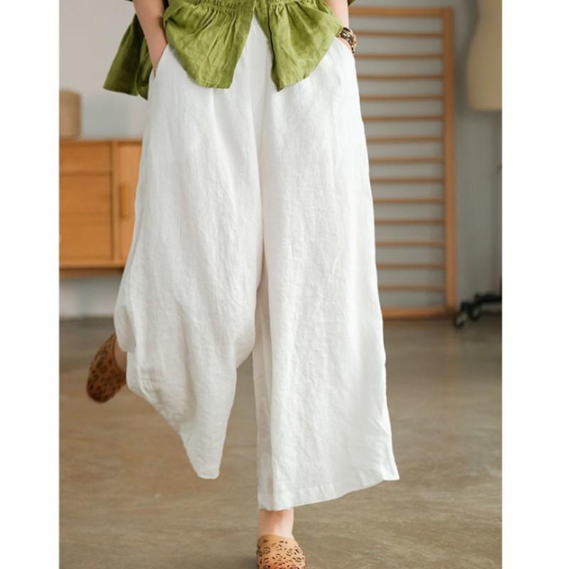 

Women spring and summer Oversized Simple Loose Trousers Pure Color Pockets Elastic Breathable Pants 3XL