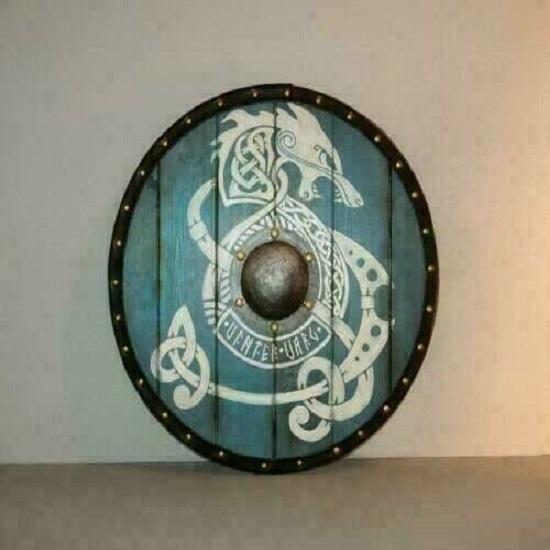 60,96 Cm Bouclier Rond Viking Templier LARP Guerrier Bleu