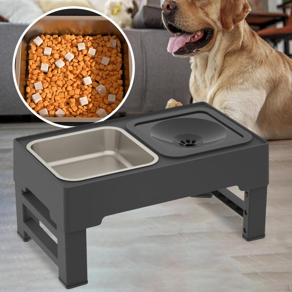 Schüsseln,Hundenapf und Schüsseln,Erhöhte höhenverstellbare Doppelnapf mit kleinen mittelgroßen Hunden Katzen