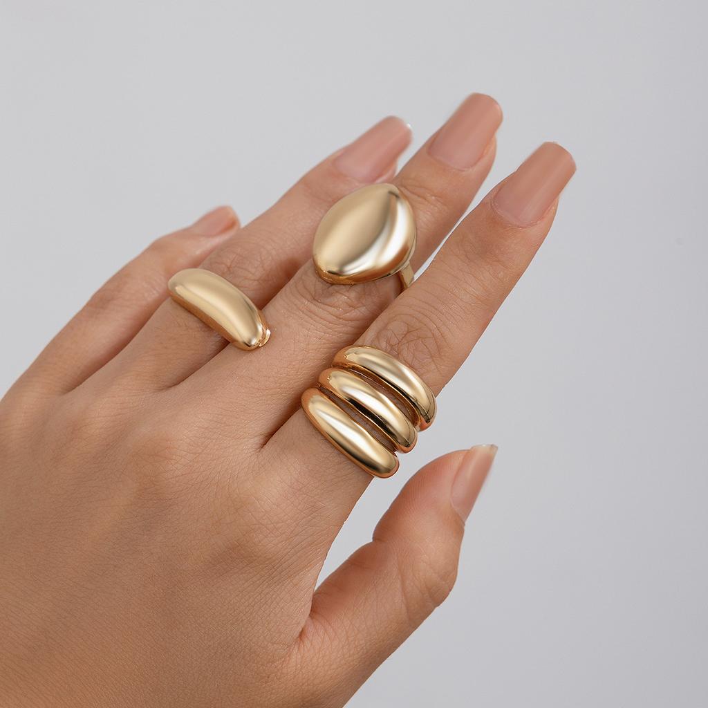 Design Sense Geometric Ring Niche Open Ring Index Finger Ring Lava Metal Style Arc Ring