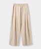 Yujen Double-Pleat Wide Cotton Elastic Waist Pants_Oatmeal