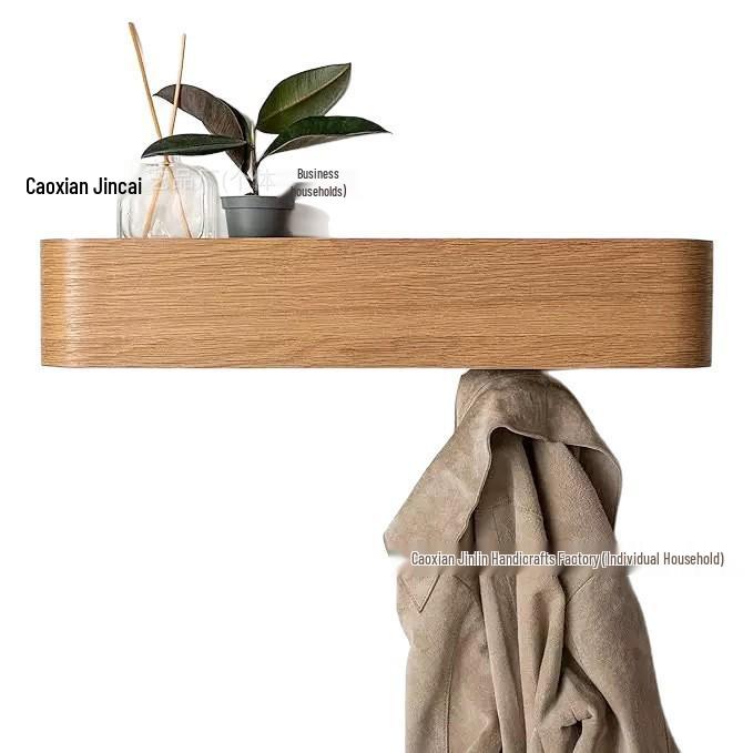 Walnut Wood Wall-Mounted Coat and Hat Rack for Living Room Entryway