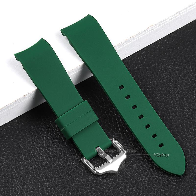 Curved End Silicone Strap for Swatch Stainless Steel Buckle 20mm 22mm Men Women Soft Waterproof Replace Watch Band for Seiko