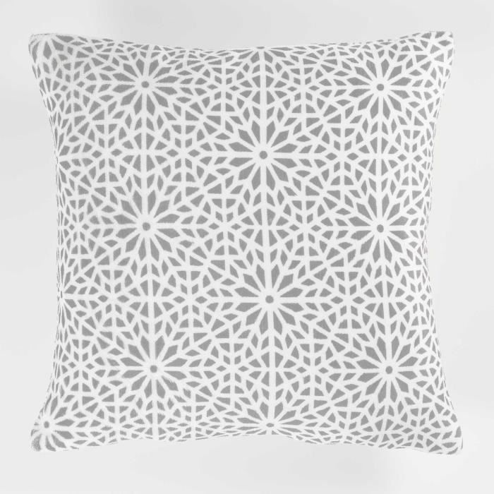 Housse De Coussin - DOUCEUR D'INTERIEUR - Tunis - 40 X 40 Cm - Flanelle Imprimée - Gris