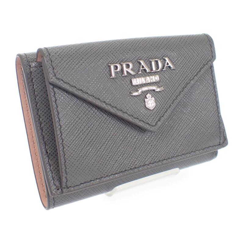 PRADA  1MH021 Tri-fold wallet gray Safiano Women