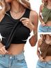 2024 Summer Women's Solid Color Round Neck Tank Top with Built-in Bra
