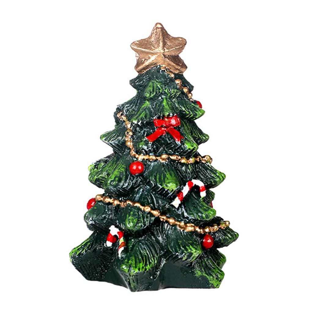 13cm Mini Christmas Tree Decorations Figurine Resin Xmas Tree Ornaments for Home Table Party Decor Holiday Decorative Gifts