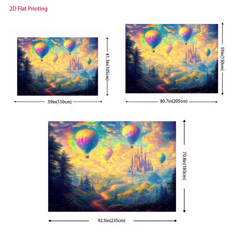 Watercolor Fantasy Hot Air Balloon Castle Backdrop Dreamy Sky Photography Background