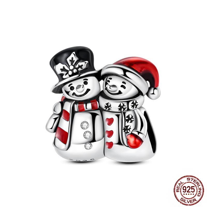 Christmas Charms Copper Fit Pendant Original Bracelets Santa Claus Snowflake Tree Gingerbread Man Beads Diy Jewelry