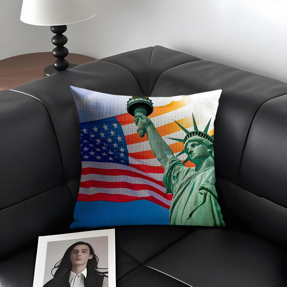 The USA Fashion Cushion Cover Natural Linen Organic Fabric DoubleSided Printing Sofa Home Decor Gift Pillow Case