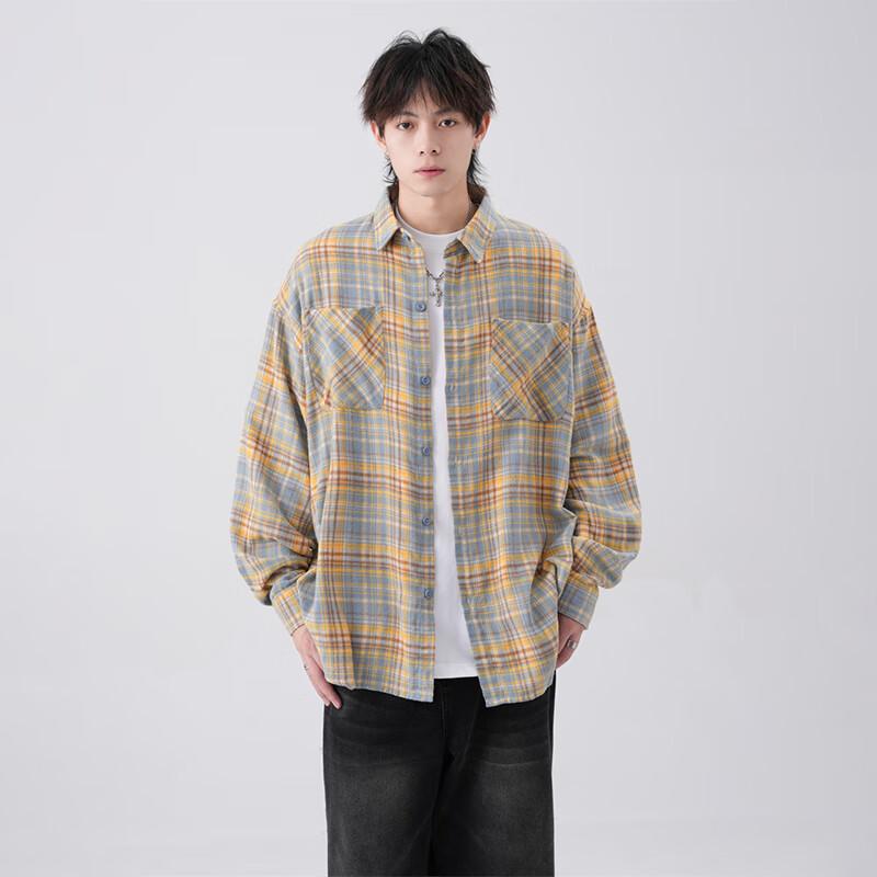 Wassup Sohot Men's Plaid Long Sleeve Shirt Jacket