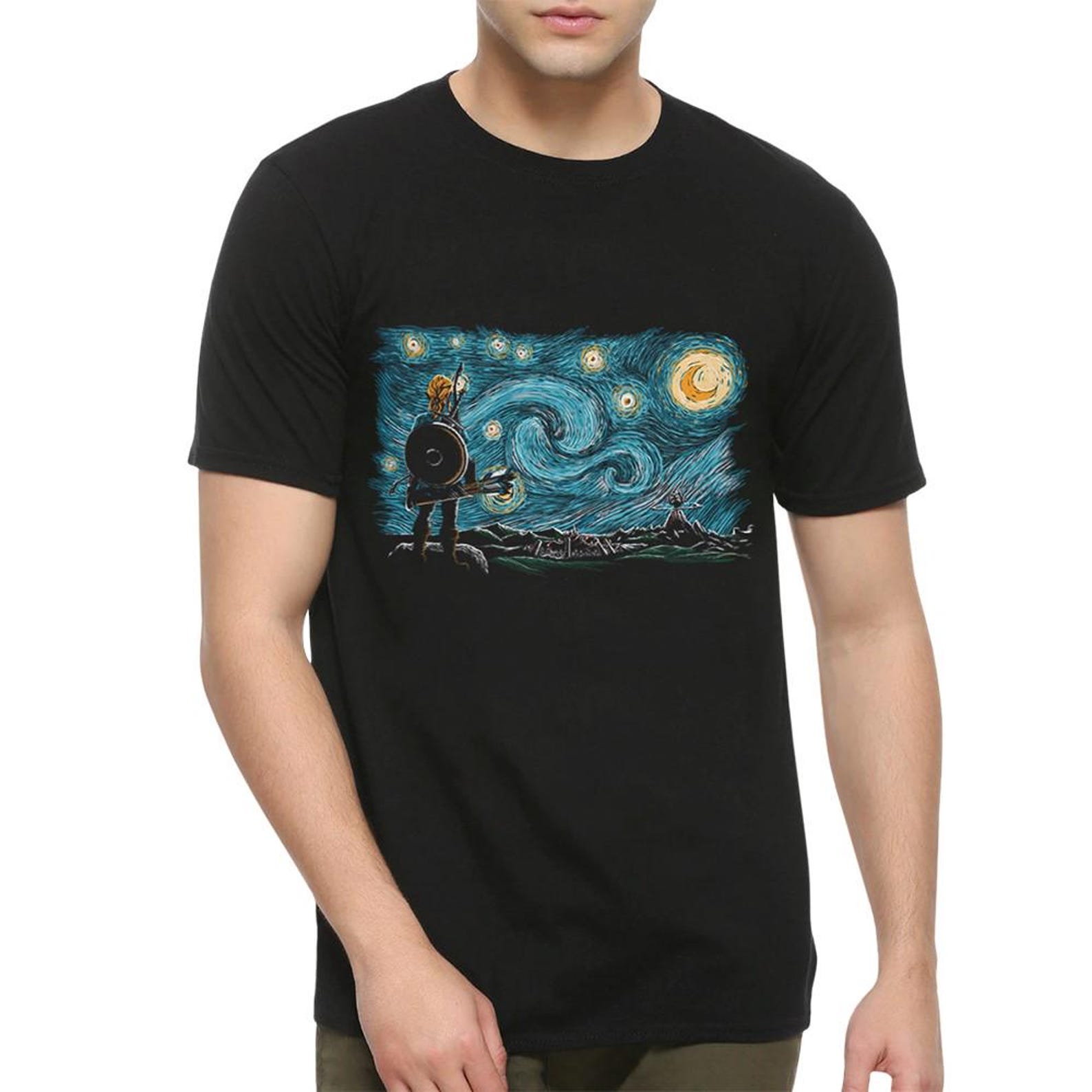 The Legend of Zelda Starry Night T-Shirt, Vincent van Gogh Shirt (ZEL-50051) L