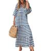 Autumn Bohemian Women Dress Geometric Print Ruffles Long Dress with Large Hem for Beach