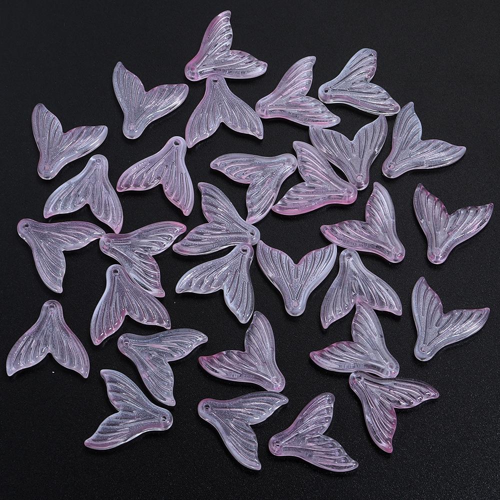 30pcs 20x19.5mm Colorful Mermaid Tail Beads Pendant Loose Lampwork Charms For Jewelry Making DIY Earring Phone Chain Accessories