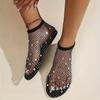 Lightweight Women's Colorful Rhinestone Sandals, Breathable Flat Mesh Glitter Beach Shoes for Water Seaside