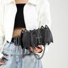 Gothic Style Bat & Skull PU Leather Shoulder Bag Vintage Solid Color Crossbody Bag with Adjustable Chain Strap for Outings, and Everyday Use