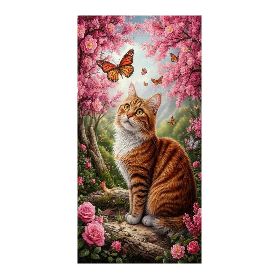 Cat and Butterfly Large Size Diamond Painting New Collection Animals Diy Full Drill Rhinestone Embroidery Mosaic Cross Stitch Kits