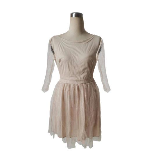Glitter Starry Tulle Prom Dress For Women Long Sleeve Crew Neck Formal