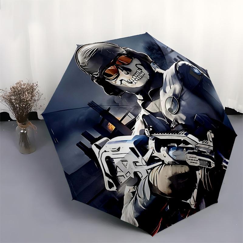 Skull Mask, Tactical Gear Automatic Opening and Closing, 8 rib Structure Portable Umbrella, Suitable for Men and Women in All Seasons  Perfe