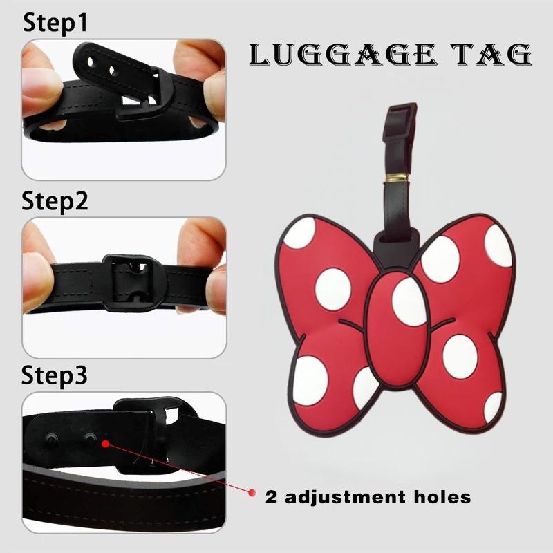 Kawaii Disney Minnie Mickey Mouse Luggage Label Cartoon Luggage Tag Suitcase ID Address Holder Baggage Boarding Portable