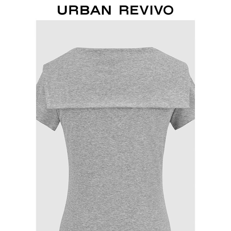 UR Women's 2025 Autumn Slim-fit Shawl-Style V-Neck Short Sleeve T-Shirt