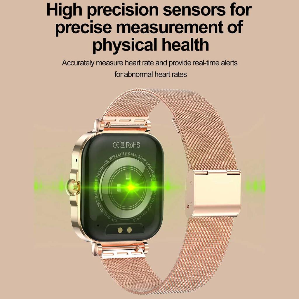 Rose Golden Smart Watch Ultra Thin Luxury Smartwatch Bluetooth Call Custom Dial Health Monitor Fitness Wristwatch for Ladies