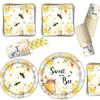 Spring Bee-Themed Birthday Party Disposable Tableware Set: Tablecloth, Napkins, Plates, Decorations.