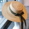Spring and Summer Straw Retro Big Edge Straw Hat Summer Flat Edge Sun Protection Sunshade Vacation Hat Hepburn Elegant Bow Hat