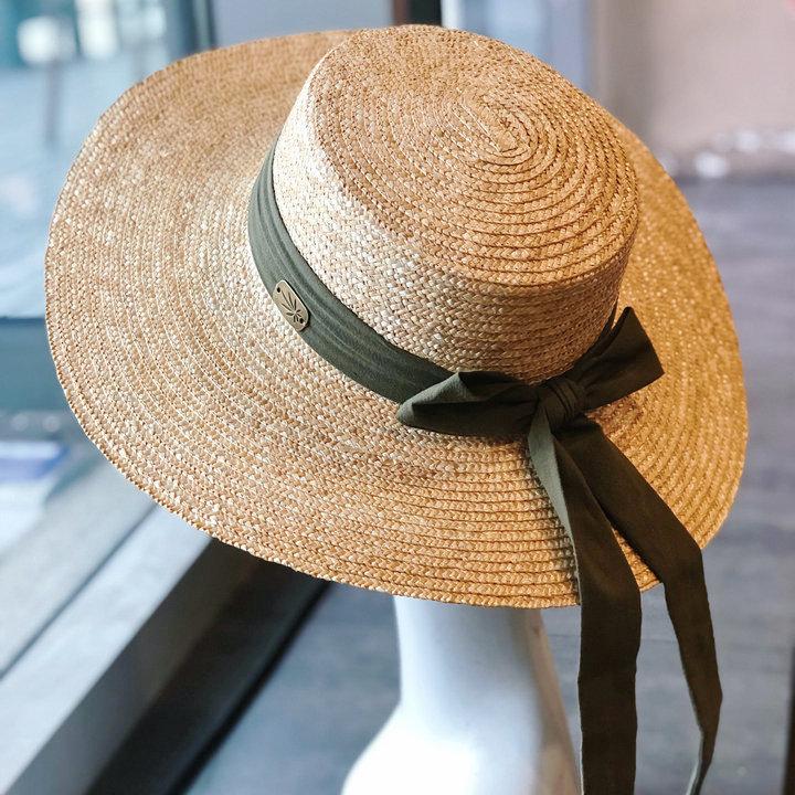 Spring and Summer Straw Retro Big Edge Straw Hat Summer Flat Edge Sun Protection Sunshade Vacation Hat Hepburn Elegant Bow Hat