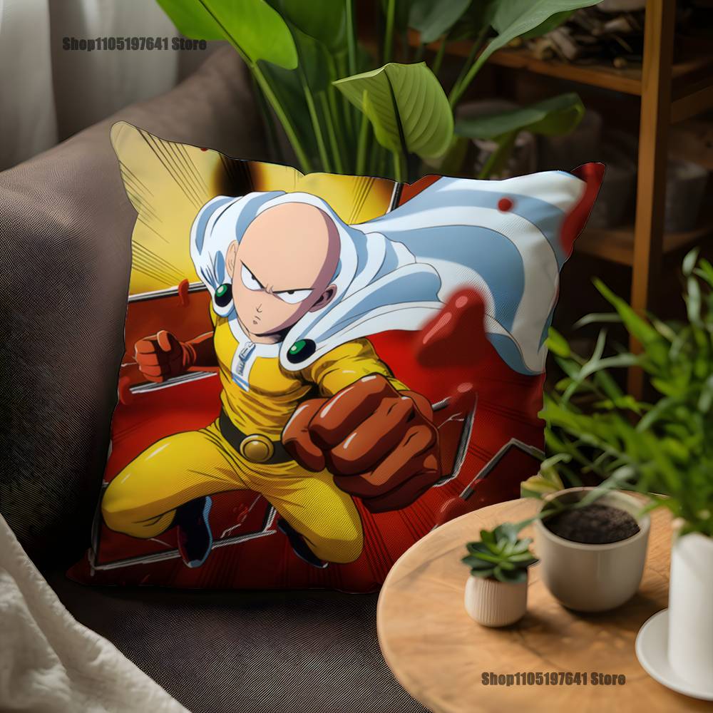 One P-Punch Man Saitama Pillow Case For Sofa Decor Car Office Room Printing Cushion Cover Decorations and Protector