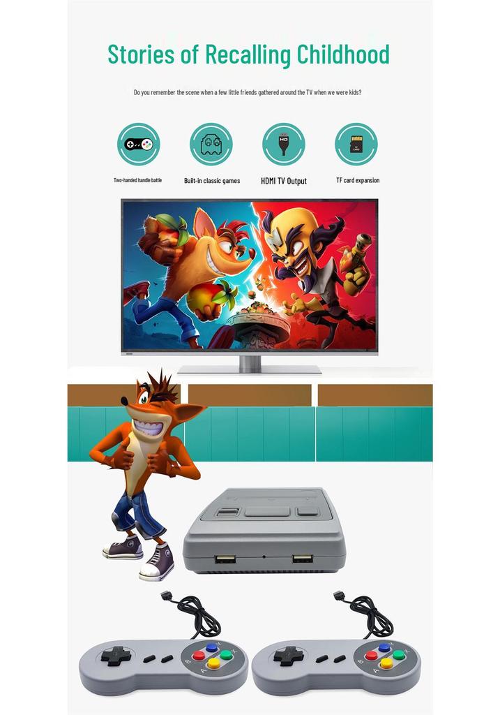 Classic Retro HD TV Game Console with Dual Wireless/Wired Controllers - King of Fighters Edition