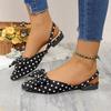 Fashion Pointed Toe Butterfly-knot Women's Fashion Low Heel Sandals Spot Checkered Office Ladies Flat Sandals Elegant Ankle Straps Shoes