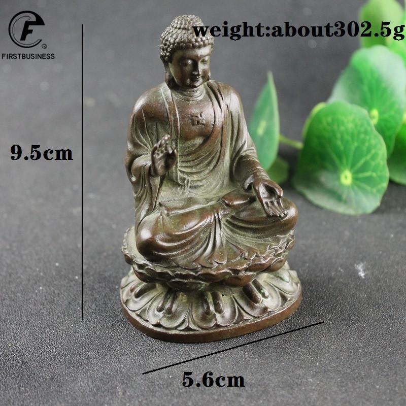 Retro Copper Tathagata Buddha Statue Home Decoration Brass Sculpture Retro Living Room Office Desk Ornament Miniatures Figurines
