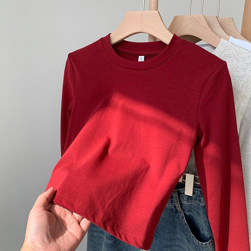 

Women s Long Sleeve Red Fitted T-Shirt - Slimming Base Layer XL