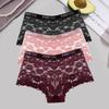 3Pcs Lace Hollow Out Boyshorts Women's Sexy Floral Panties 5 Solid Colours Underwear Letter Belt Briefs Perspective Lingerie