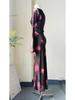 French Luxury Mulberry Silk Printed Dress: Women's Long Sleeve Slim Waist Elegant Vacation Style High-End Summer Skirt